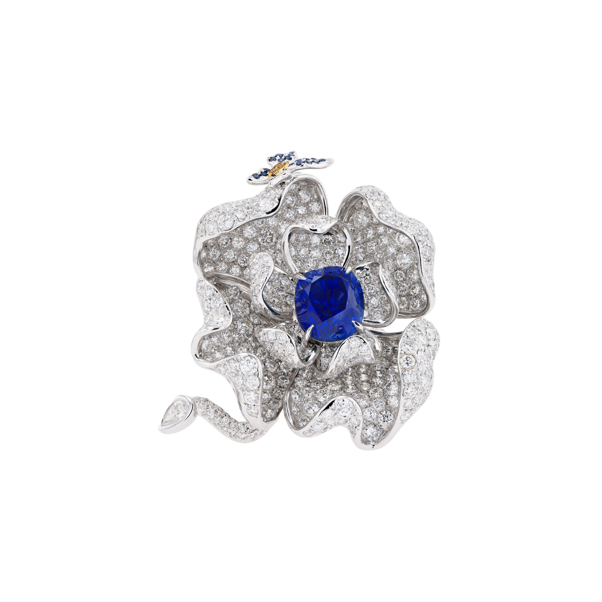 18KG Natural Unheated Vivid Royal Blue Sapphire Diamond Ring