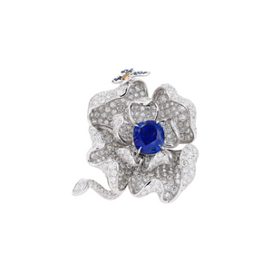 18KG Natural Unheated Vivid Royal Blue Sapphire Diamond Ring