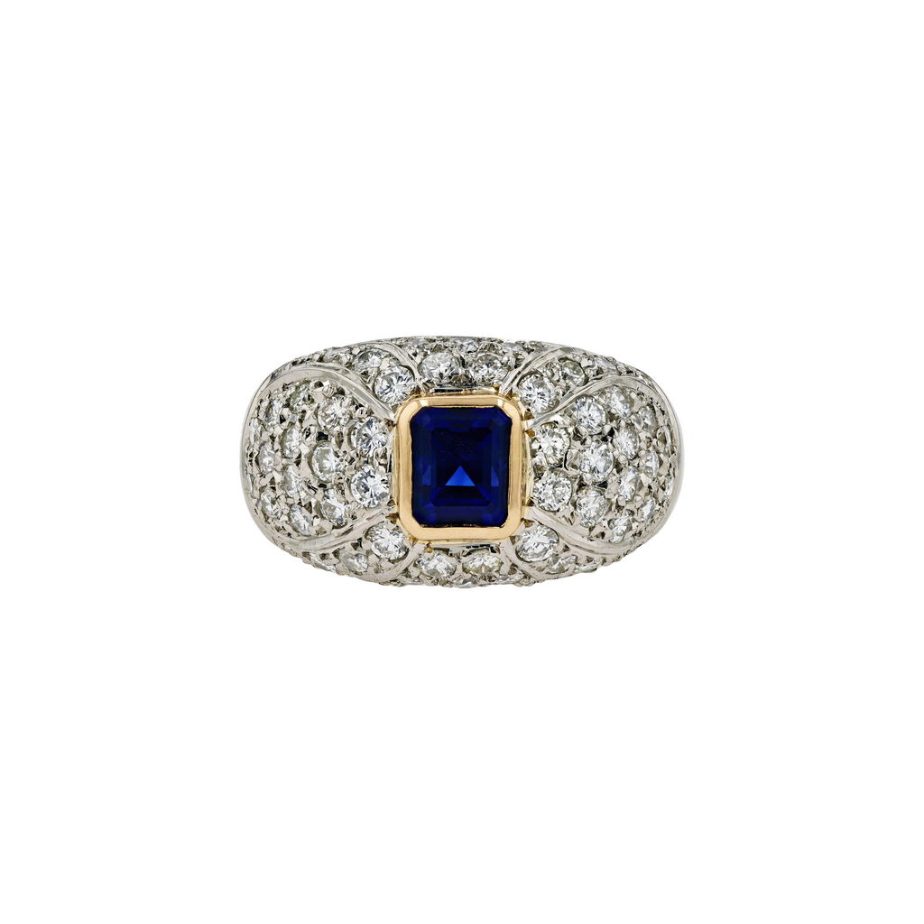 PT900 18KG Natural Unheated Vivid Royal Blue Sapphire Diamond Ring