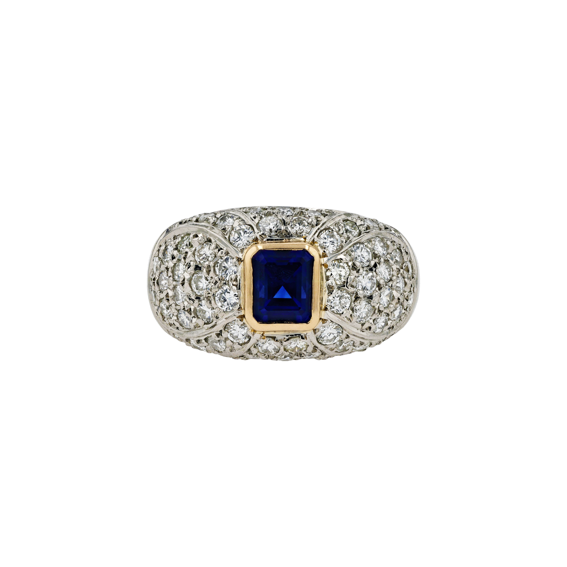 PT900 18KG Natural Unheated Vivid Royal Blue Sapphire Diamond Ring