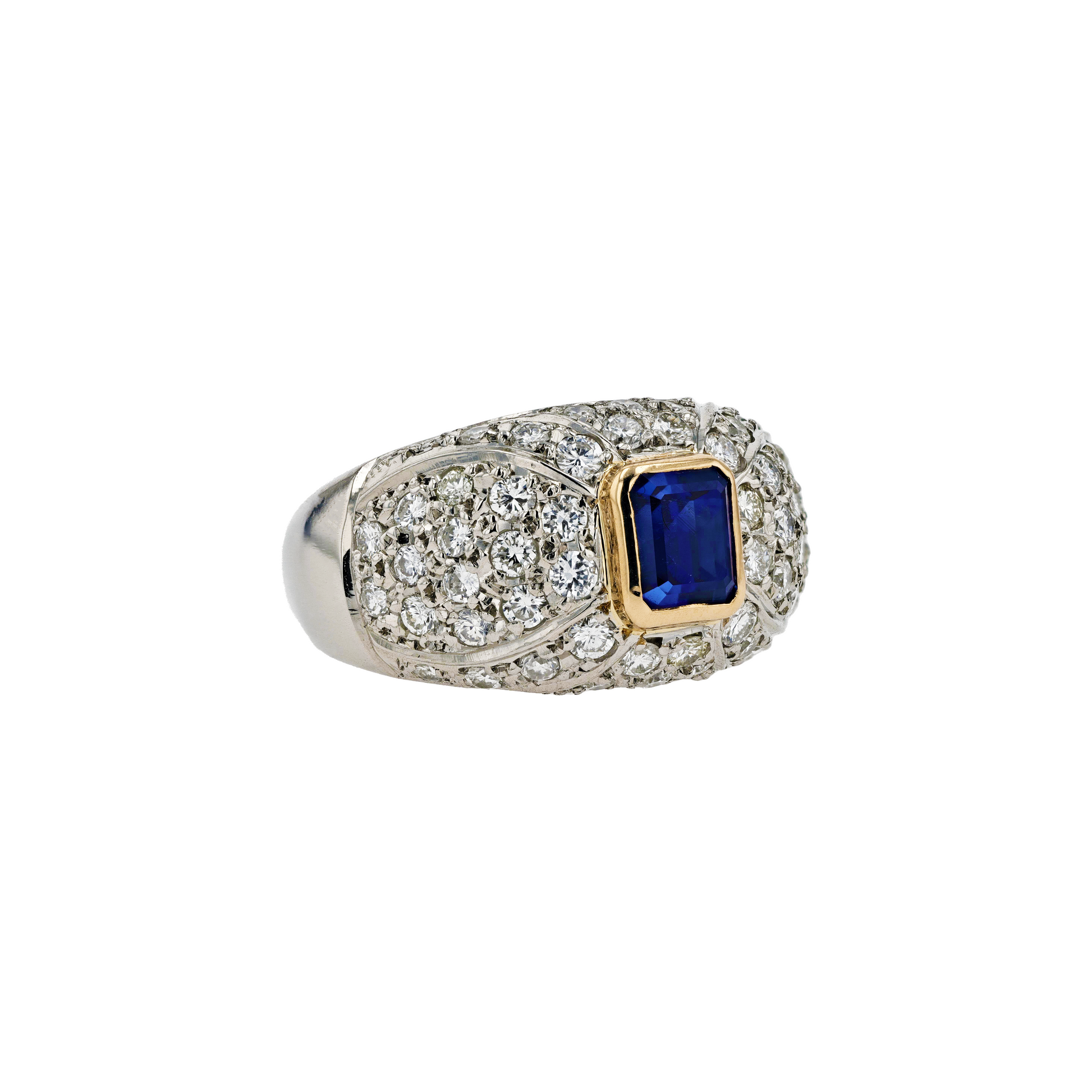 PT900 18KG Natural Unheated Vivid Royal Blue Sapphire Diamond Ring