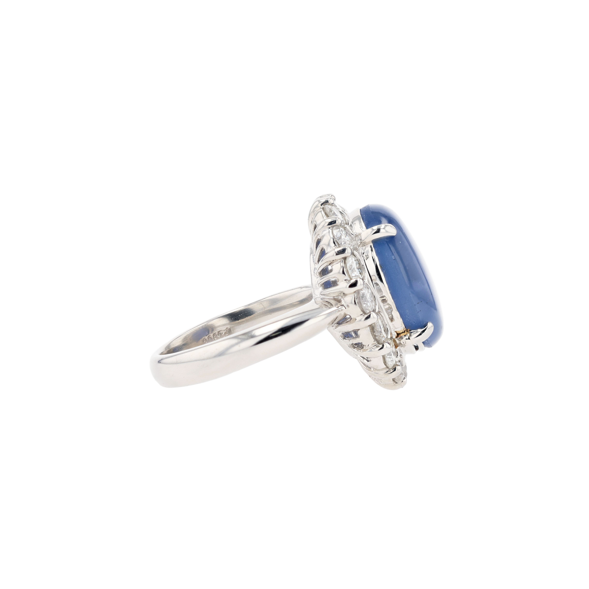PT900 Natural Blue Star Sapphire Diamond Ring