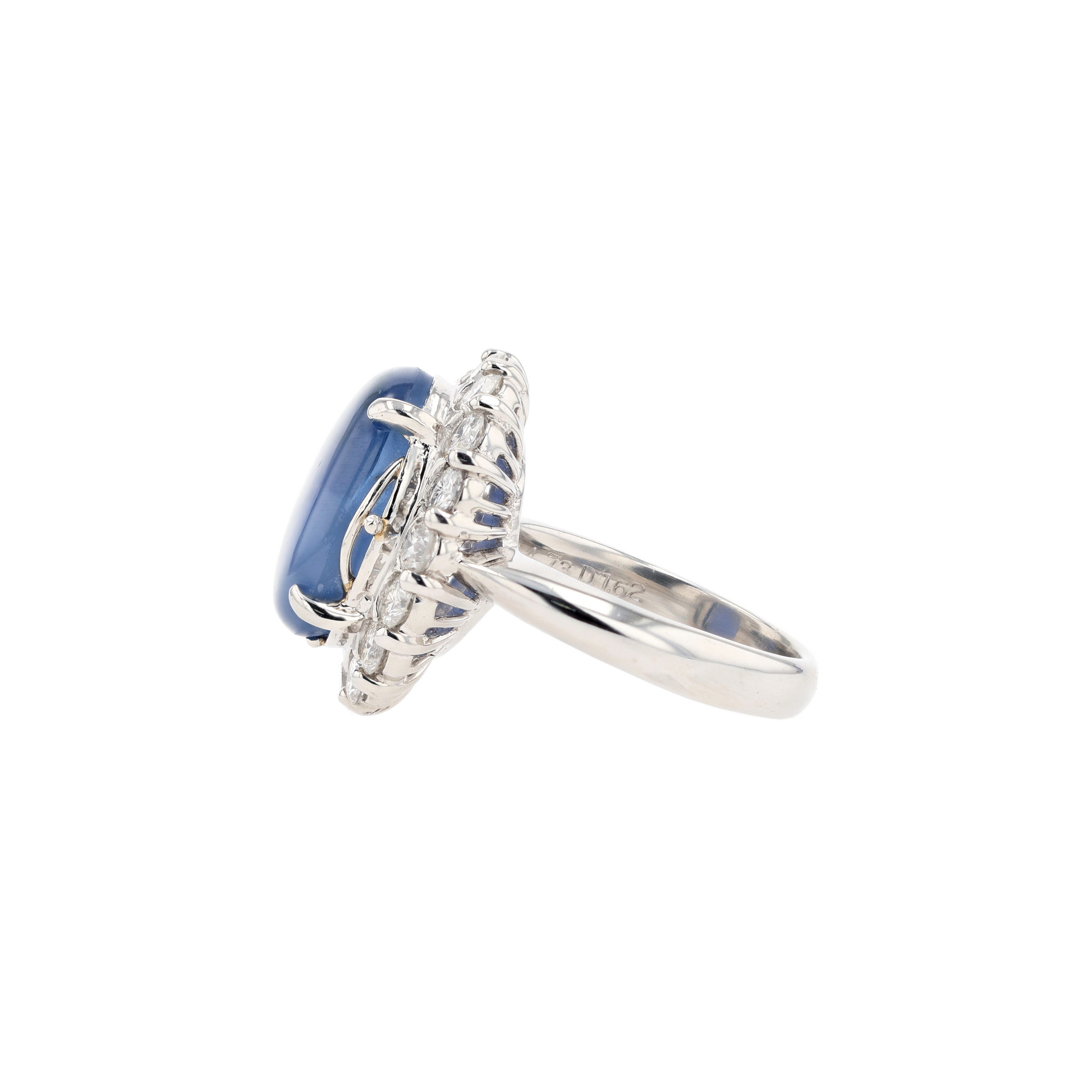 PT900 Natural Blue Star Sapphire Diamond Ring