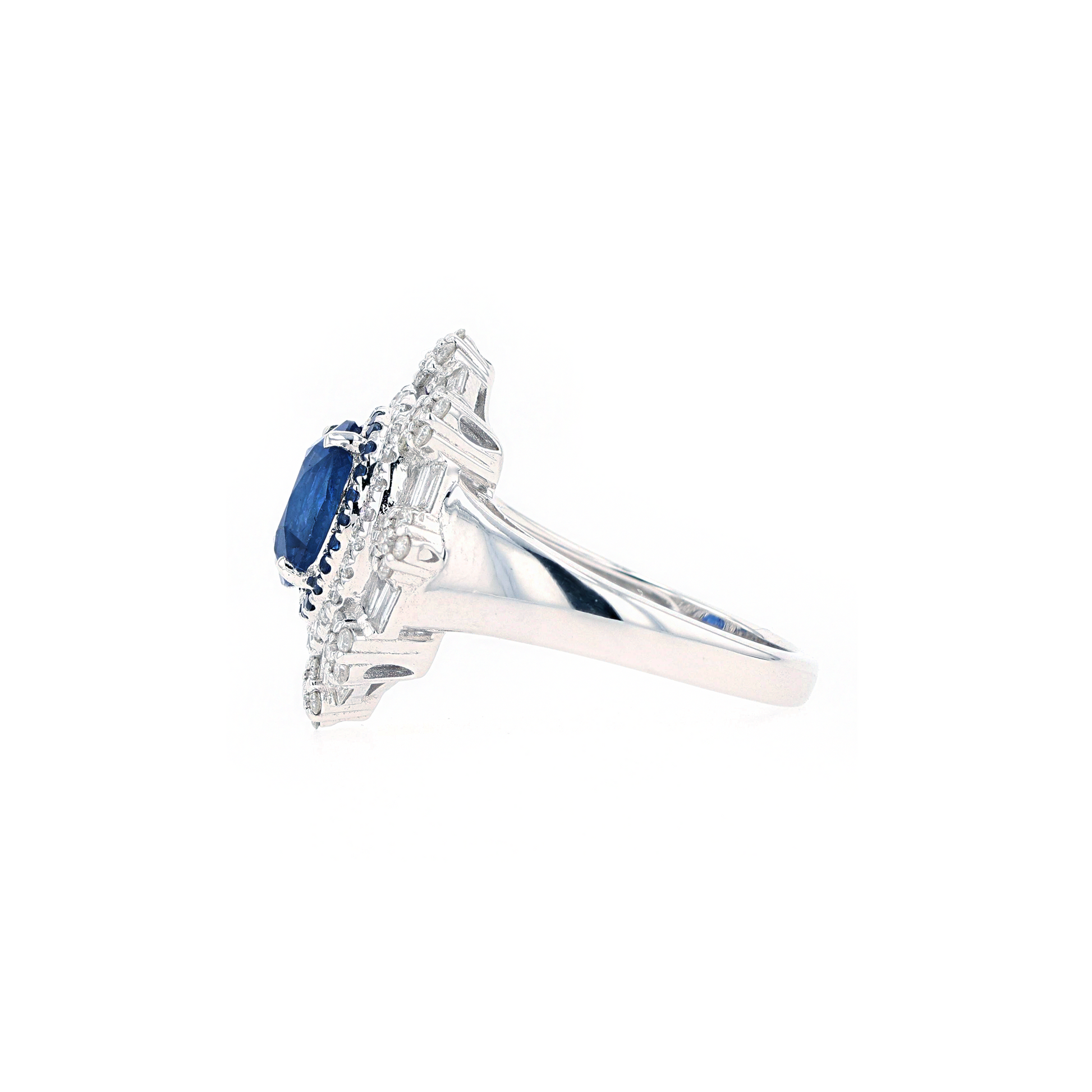 18KG Natural Unheated Blue Sapphire Diamond Ring