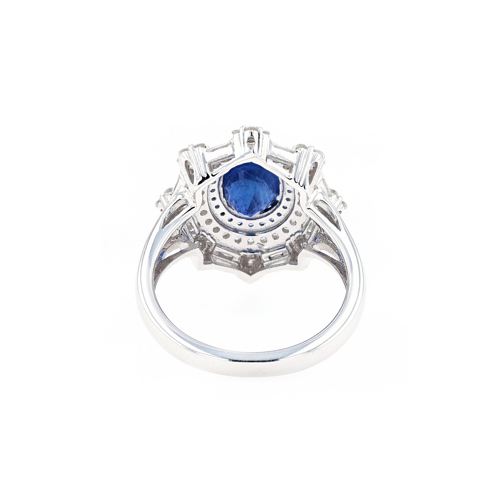 18KG Natural Unheated Blue Sapphire Diamond Ring
