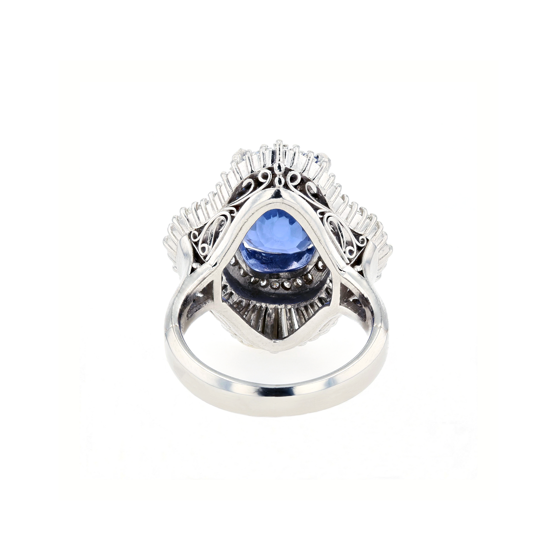 PT900 Natural Unheated Blue Sapphire Diamond Ring