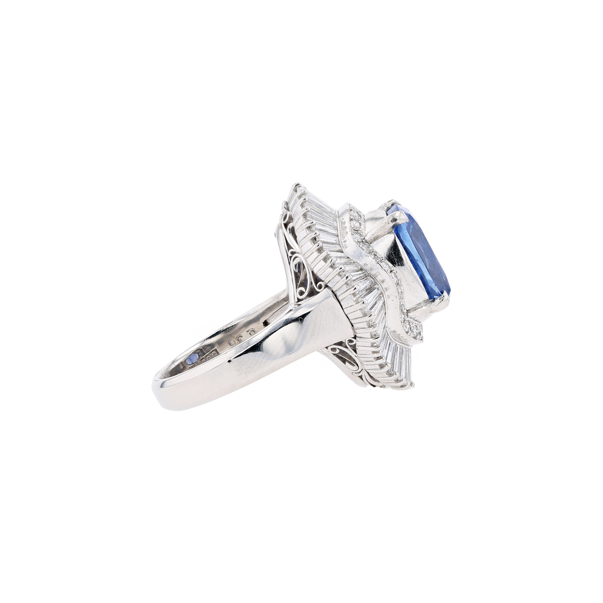 PT900 Natural Unheated Blue Sapphire Diamond Ring