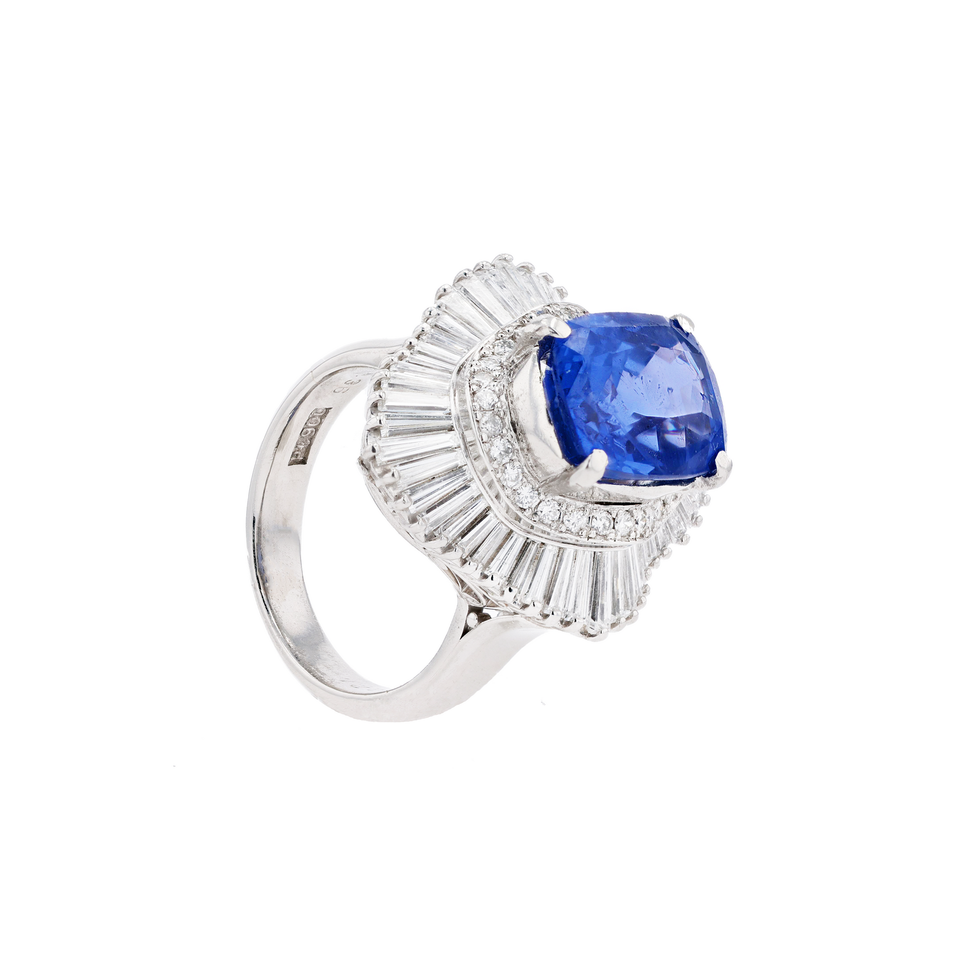 PT900 Natural Unheated Blue Sapphire Diamond Ring