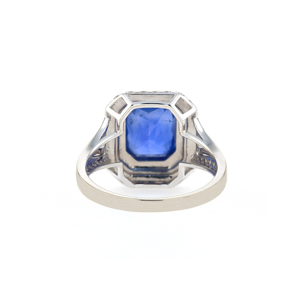 18KG Natural Unheated Intense Cornflower Blue Sapphire Diamond Ring