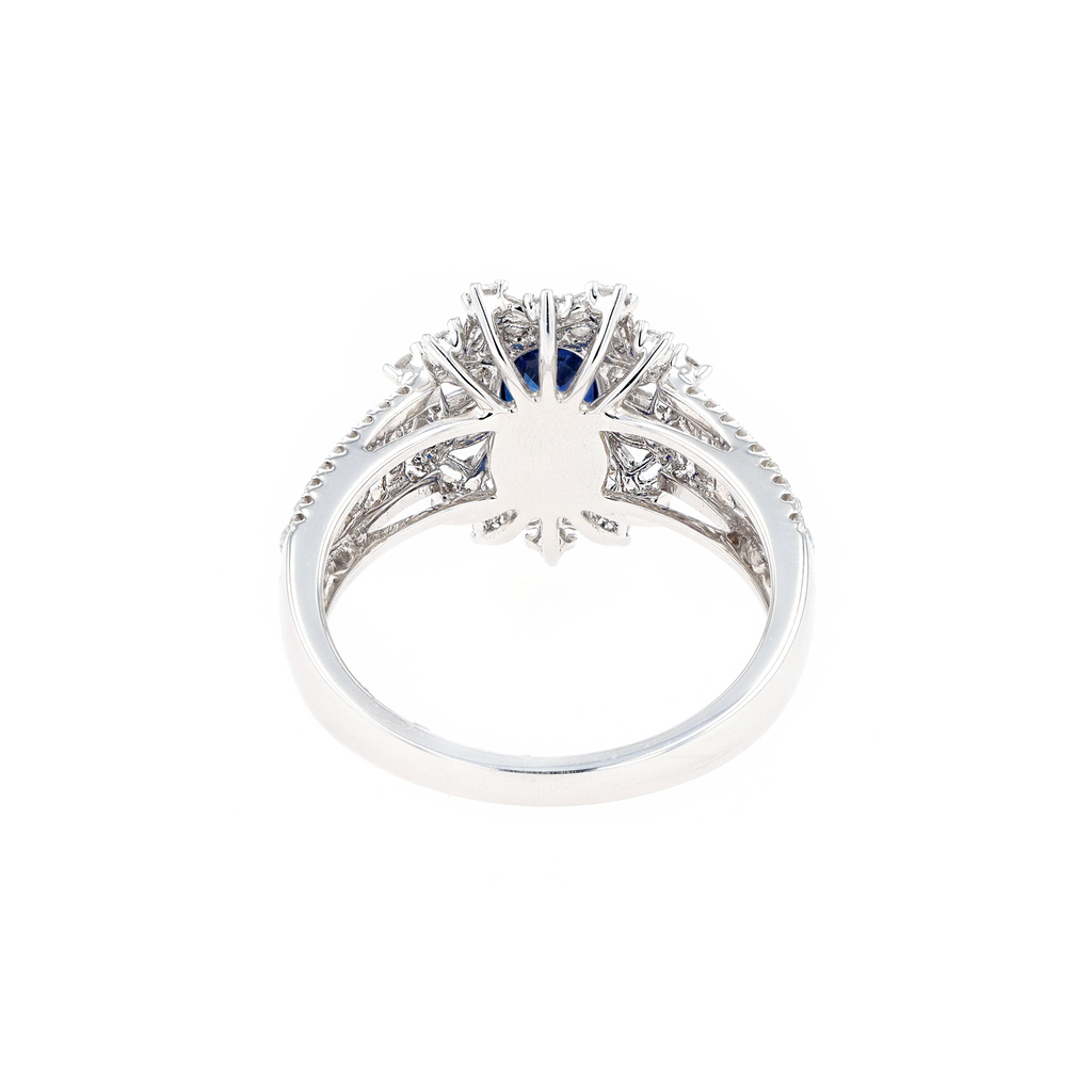 18KG Natural Vivid Royal Blue Sapphire Diamond Ring