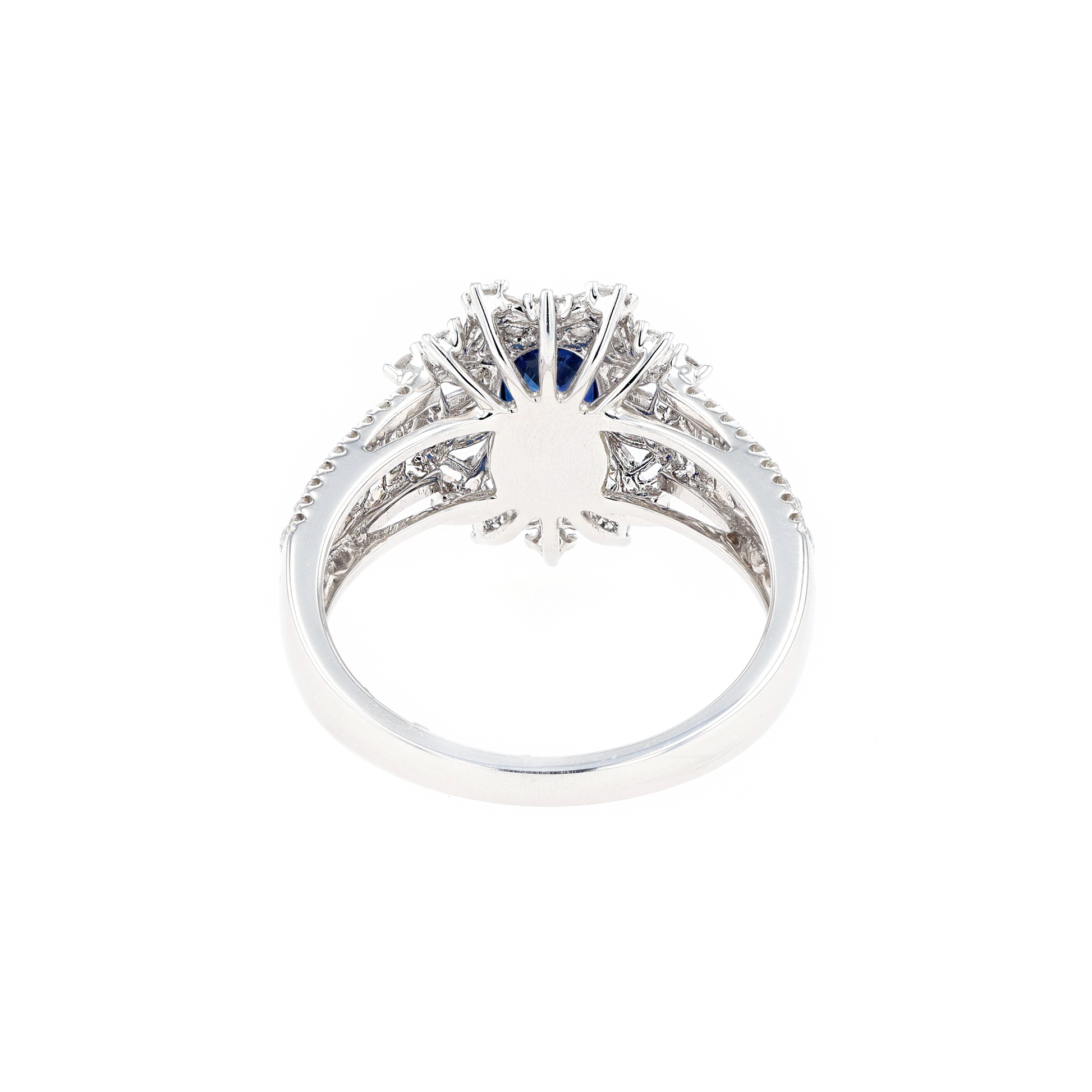 18KG Natural Vivid Royal Blue Sapphire Diamond Ring