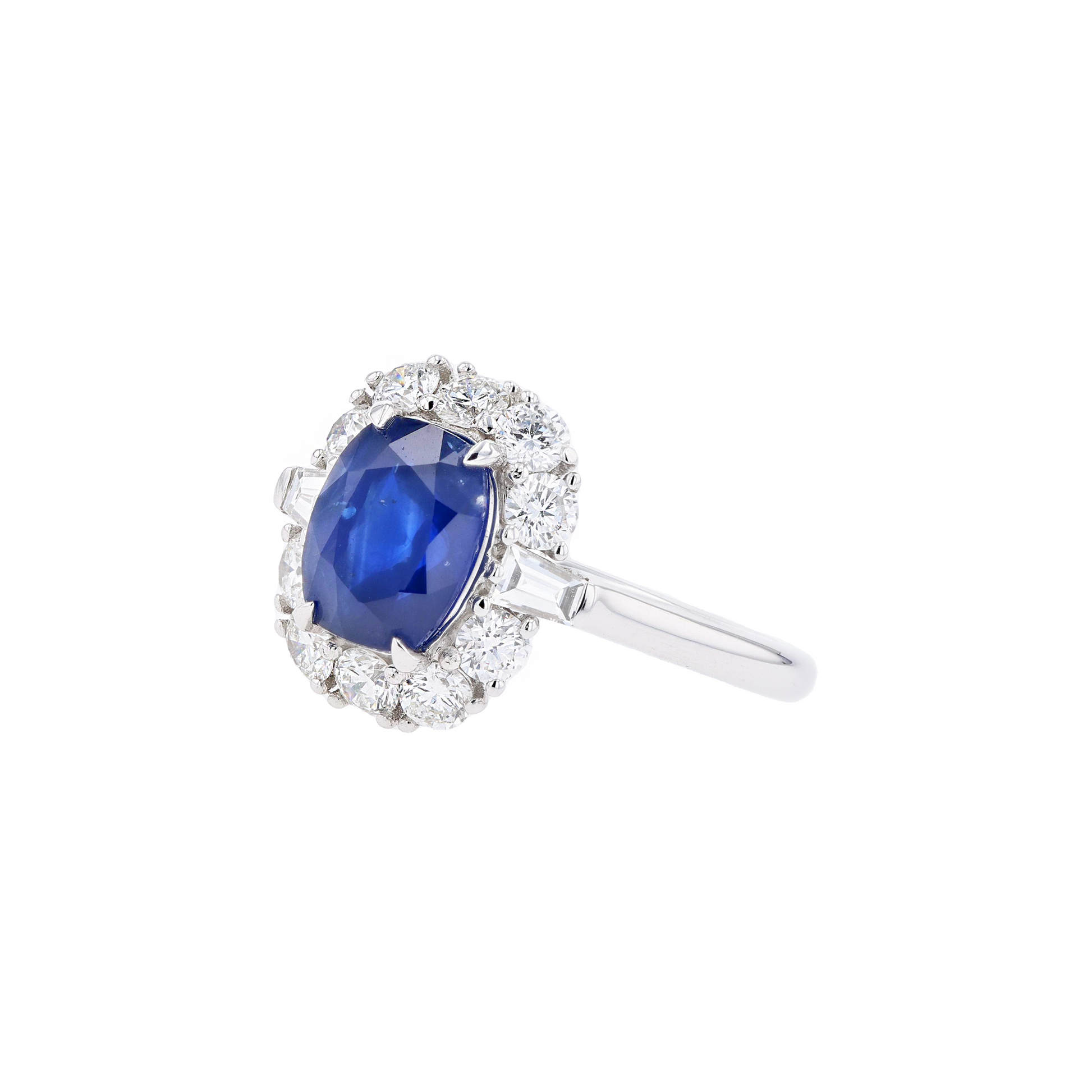18KG Natural Vivid Royal Blue Sapphire Diamond Ring