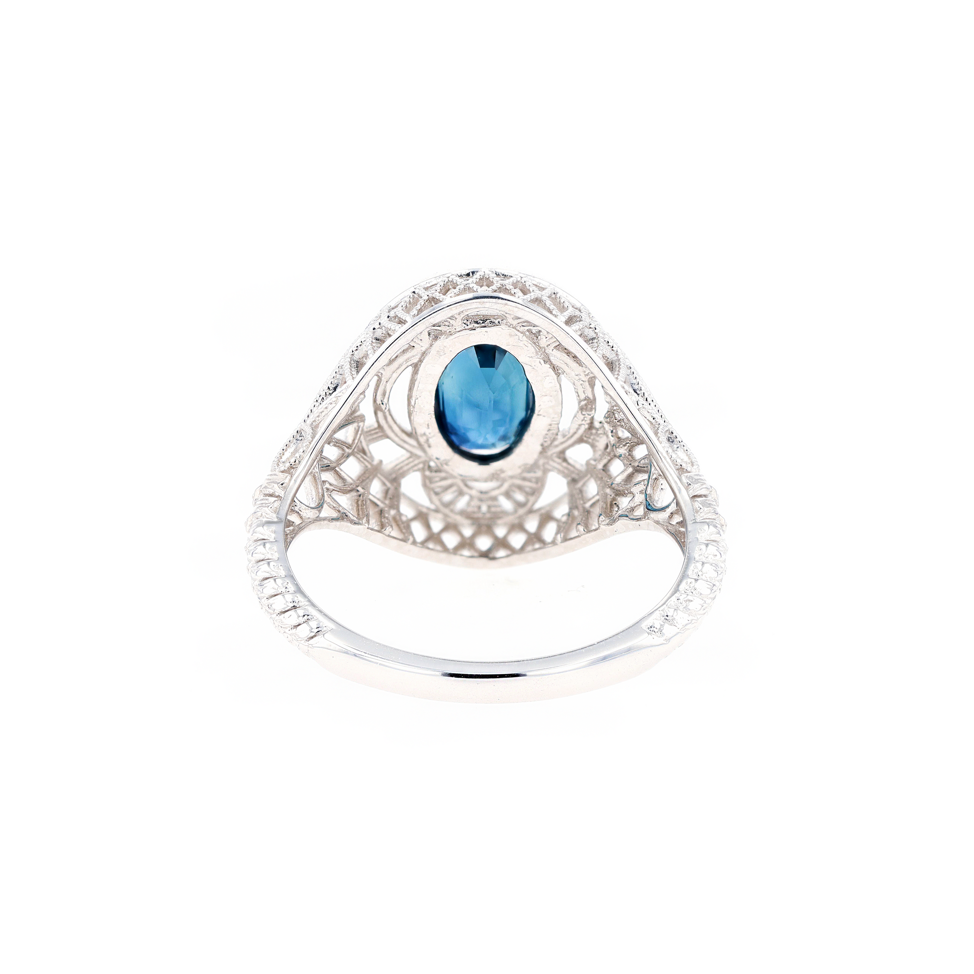 14KG Natural Unheated Blue Sapphire Diamond Ring