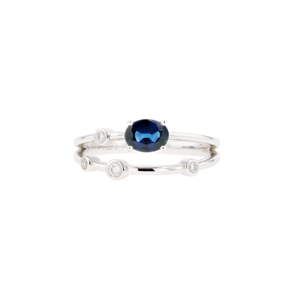 18KG Natural Vivid Royal Blue Sapphire Diamond Ring