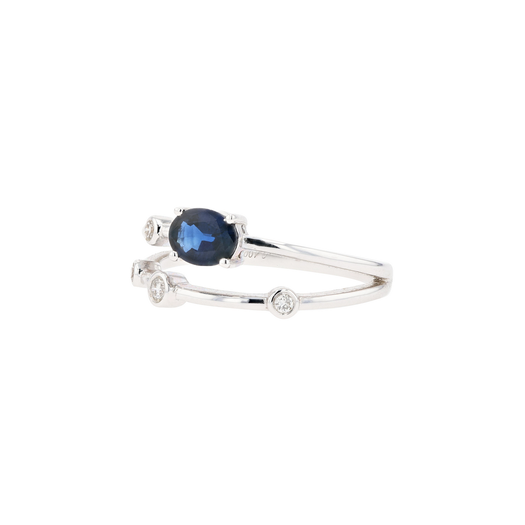 18KG Natural Vivid Royal Blue Sapphire Diamond Ring
