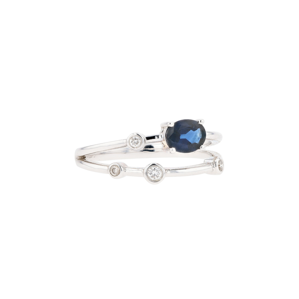 18KG Natural Vivid Royal Blue Sapphire Diamond Ring