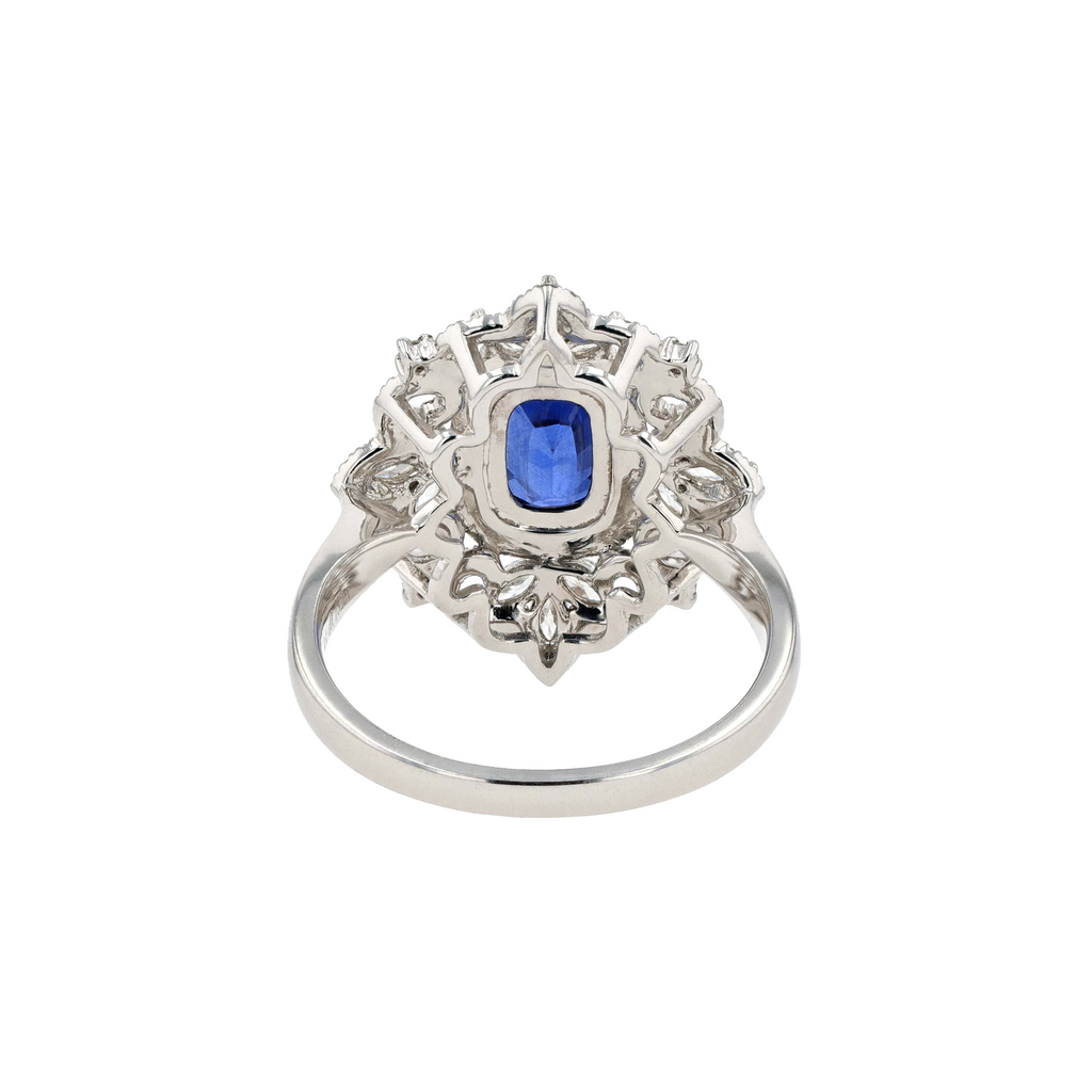 18KG Natural Cornflower Blue Sapphire Diamond Ring
