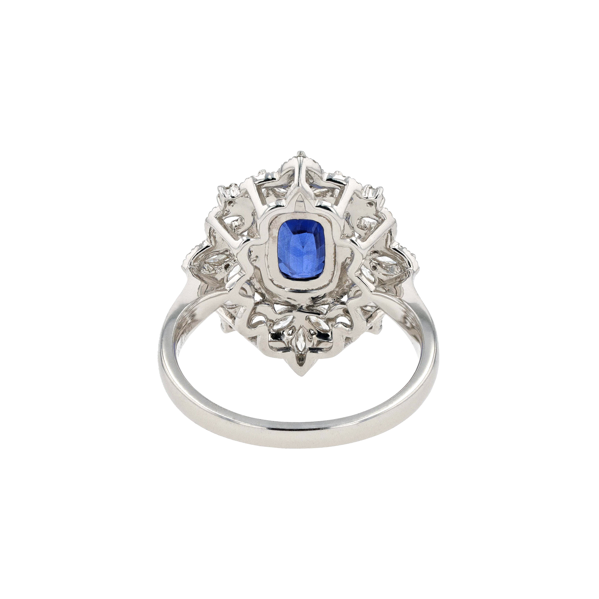 18KG Natural Cornflower Blue Sapphire Diamond Ring
