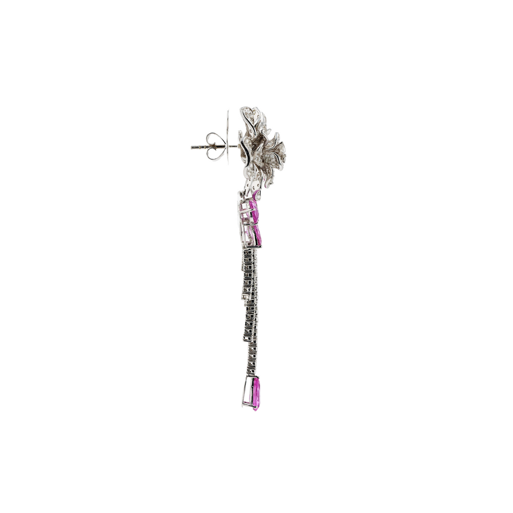 18KG Natural Unheated Pink Sapphire Diamond Earrings