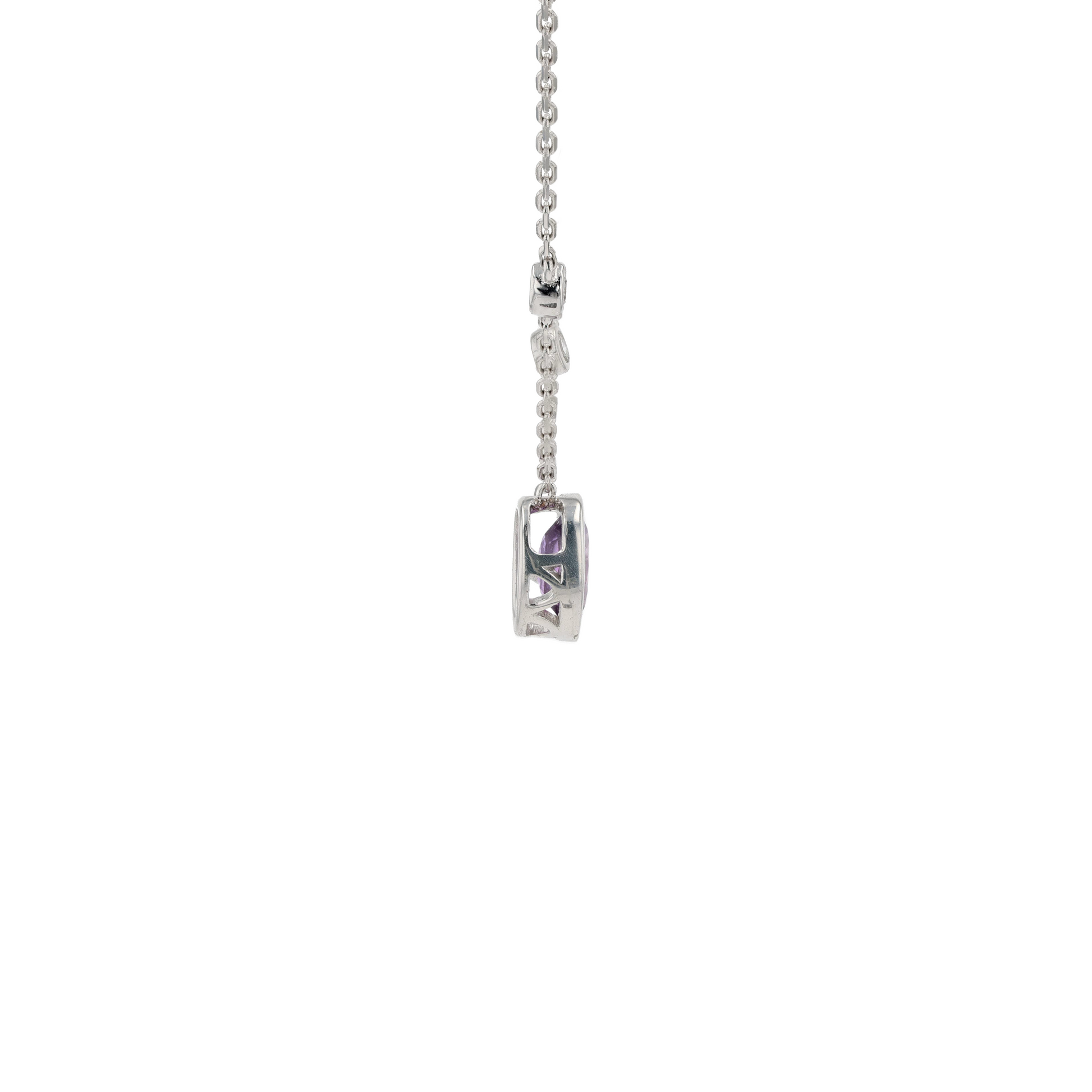 18KG Natural Unheated Pink Sapphire Diamond Necklace