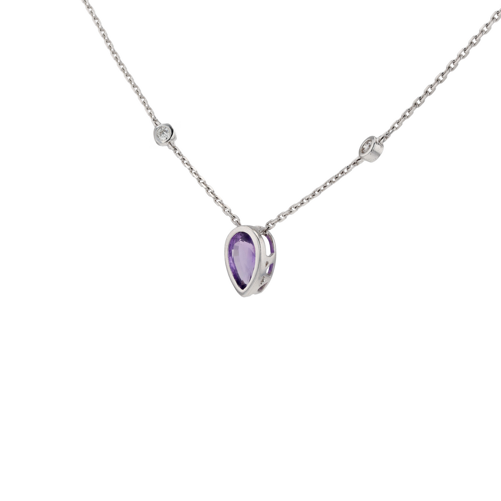 18KG Natural Unheated Purplish Pink Sapphire Diamond Necklace