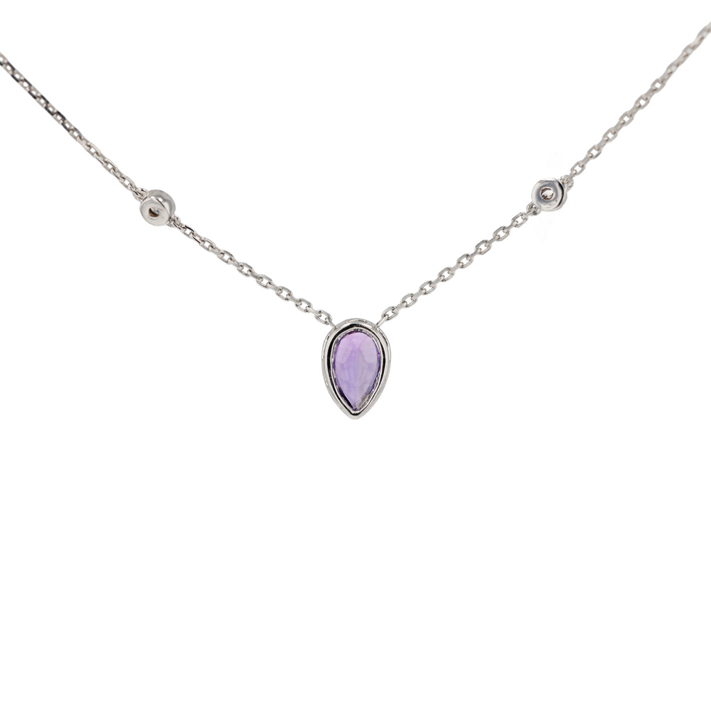 18KG Natural Unheated Purplish Pink Sapphire Diamond Necklace