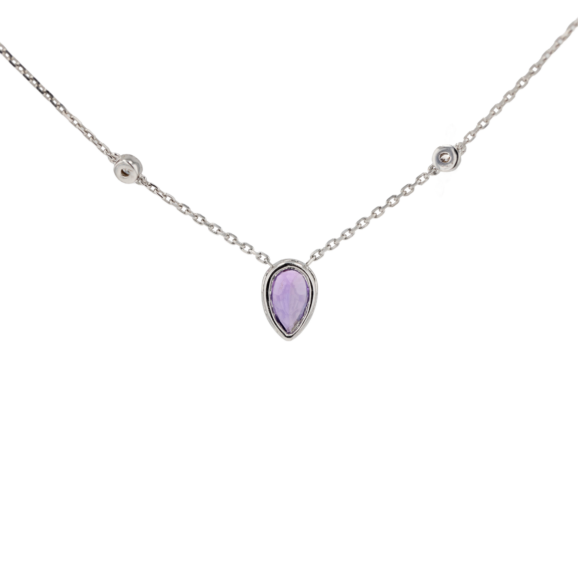 18KG Natural Unheated Purplish Pink Sapphire Diamond Necklace