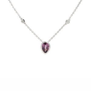 18KG Natural Unheated Purplish Pink Sapphire Diamond Necklace