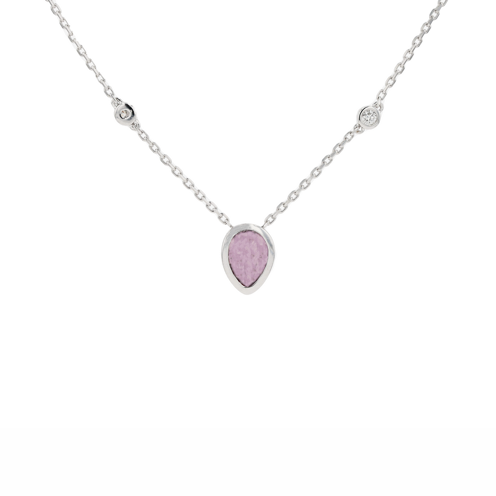 18KG Natural Unheated Purplish Pink Sapphire Diamond Necklace