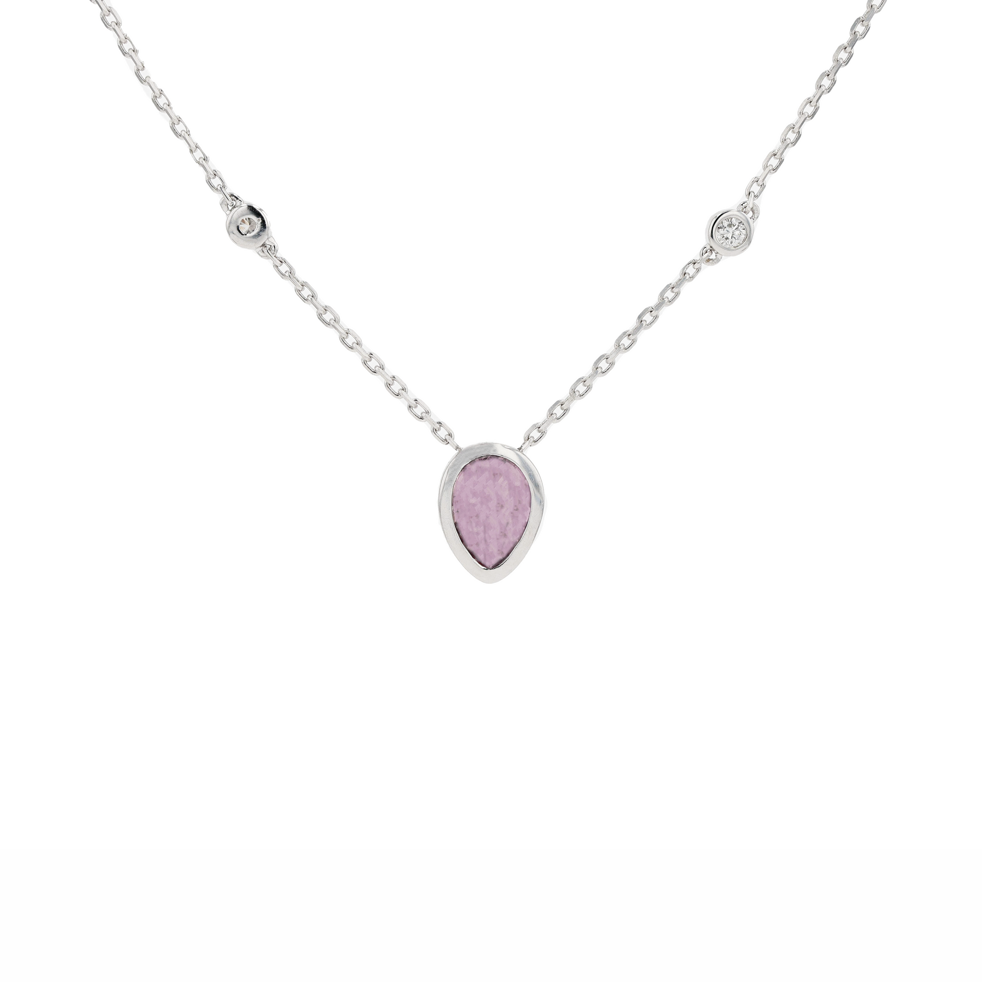 18KG Natural Unheated Purplish Pink Sapphire Diamond Necklace