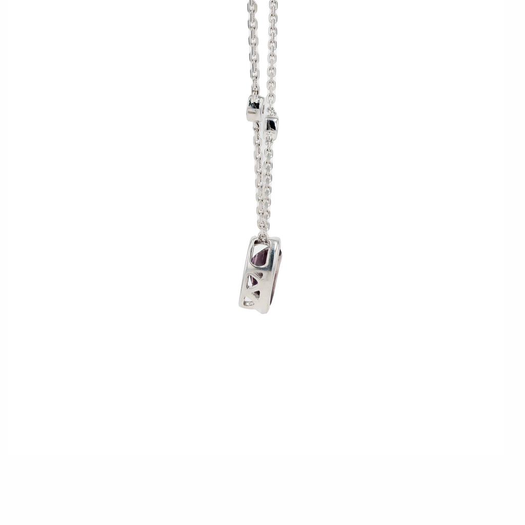18KG Natural Unheated Purplish Pink Sapphire Diamond Necklace