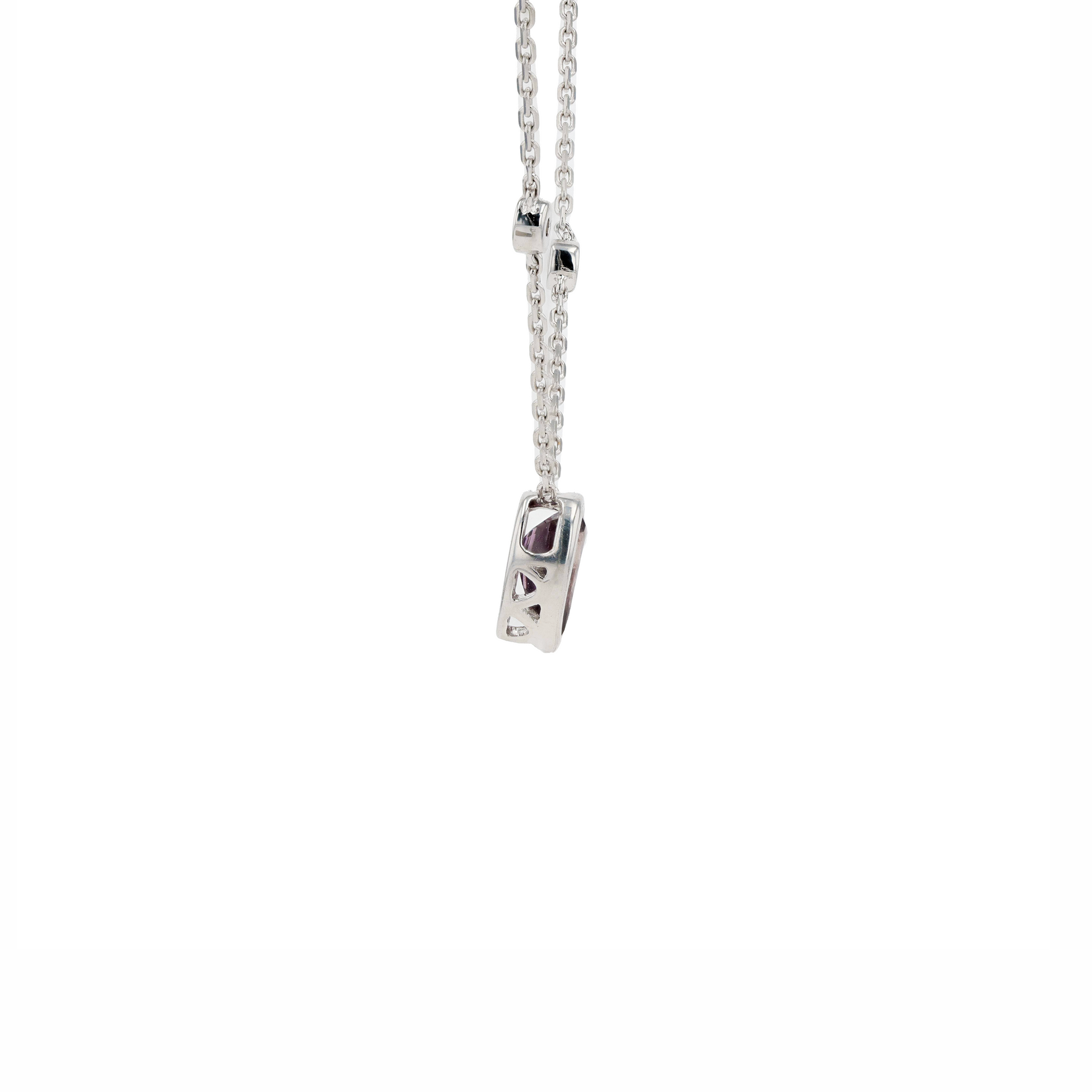 18KG Natural Unheated Purplish Pink Sapphire Diamond Necklace
