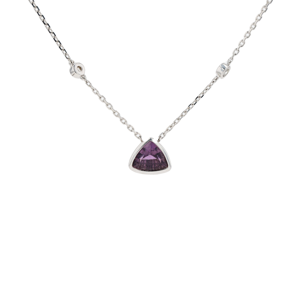 18KG Natural Color Change Violet to Pink Sapphire Diamond Necklace