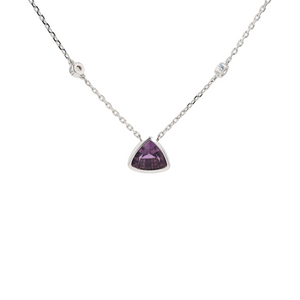 18KG Natural Color Change Violet to Pink Sapphire Diamond Necklace