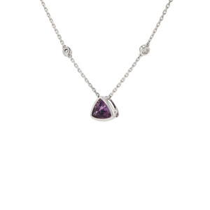 18KG Natural Color Change Violet to Pink Sapphire Diamond Necklace