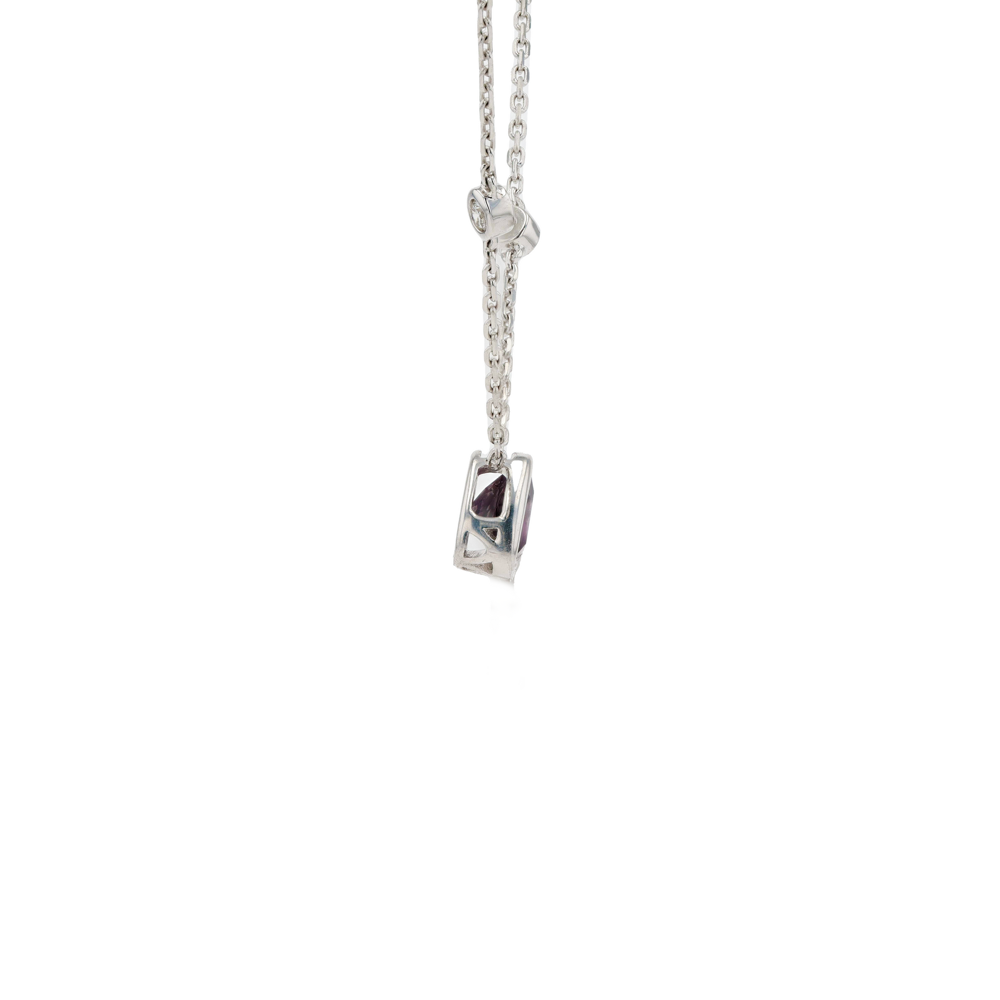 18KG Natural Color Change Violet to Pink Sapphire Diamond Necklace