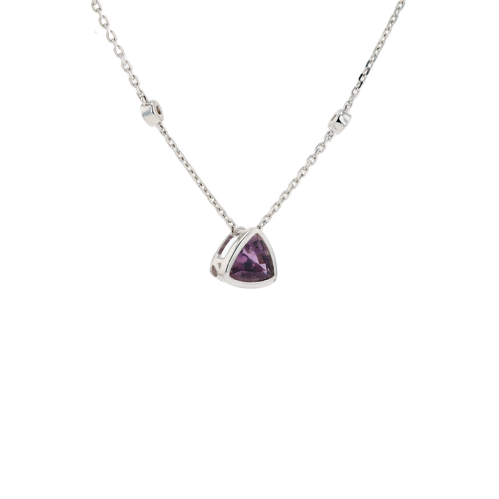 18KG Natural Color Change Violet to Pink Sapphire Diamond Necklace