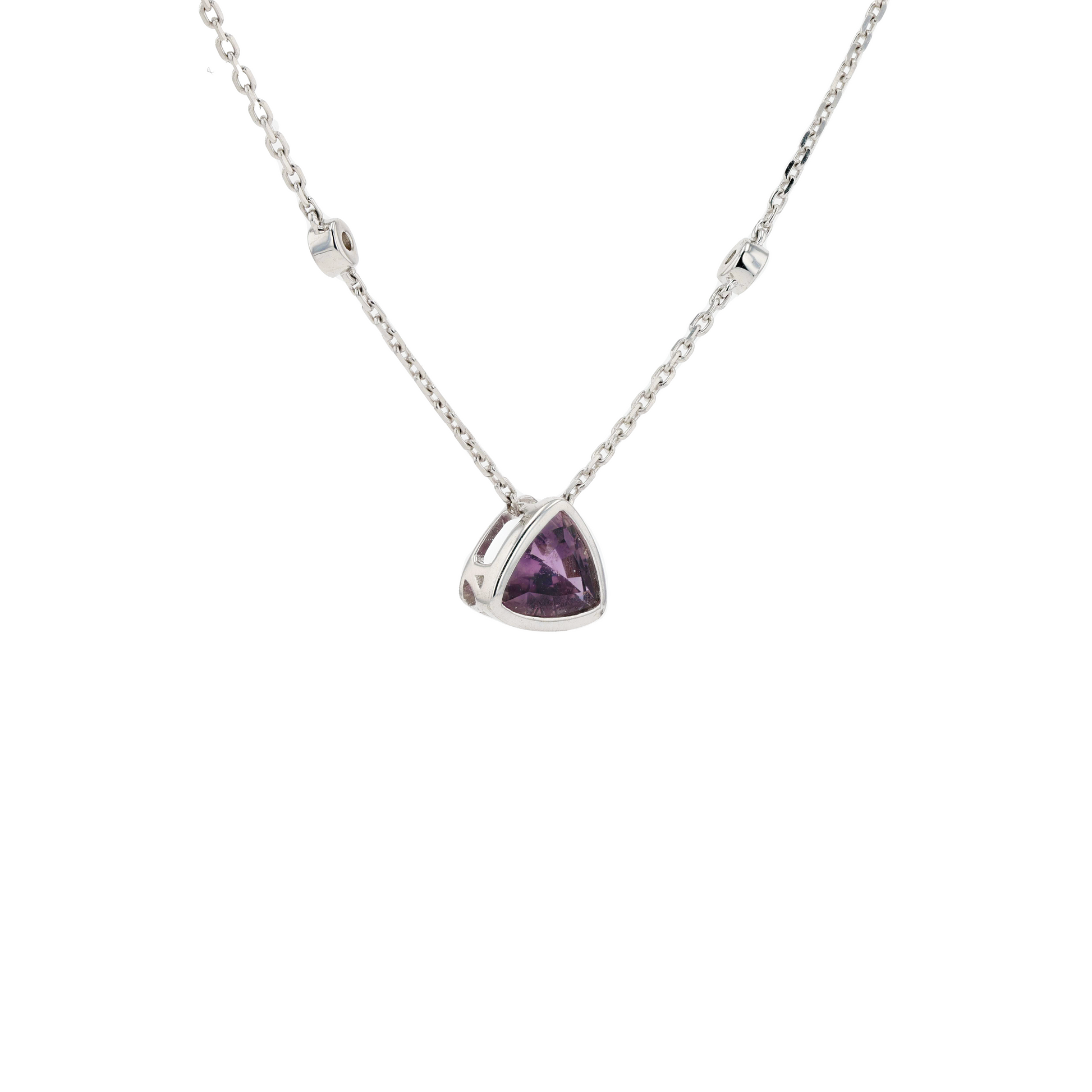 18KG Natural Color Change Violet to Pink Sapphire Diamond Necklace