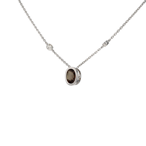 18KG Natural Pinkish Brown Sapphire Diamond Necklace