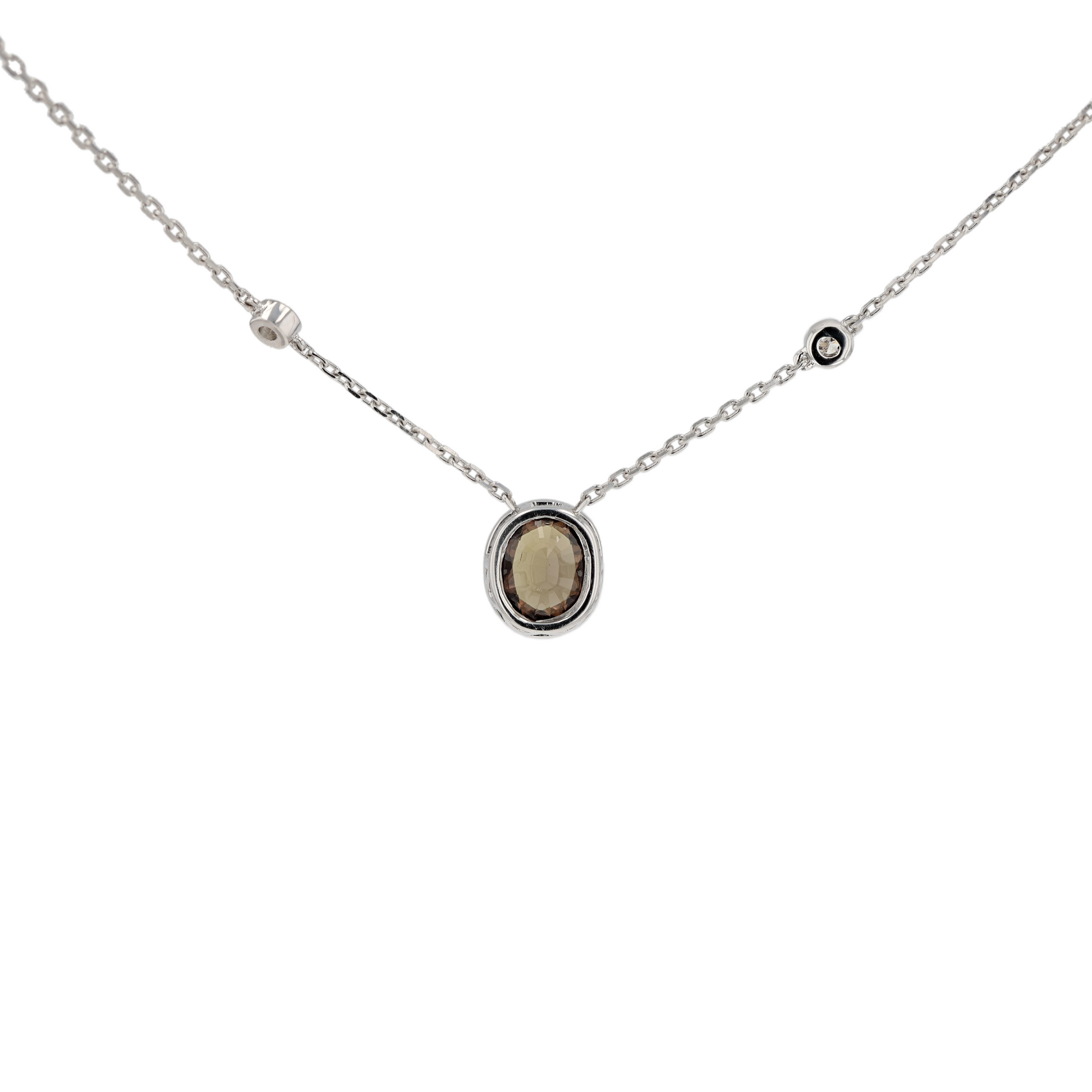 18KG Natural Pinkish Brown Sapphire Diamond Necklace