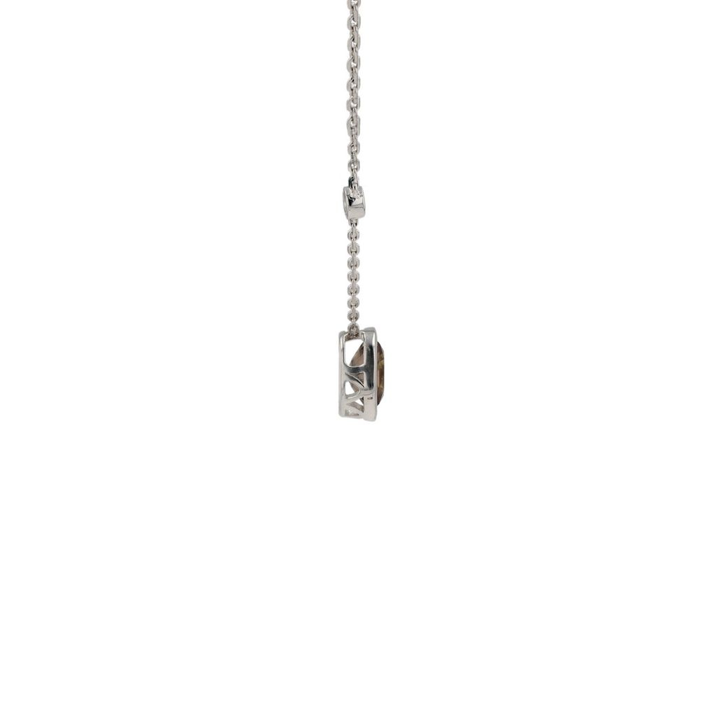 18KG Natural Pinkish Brown Sapphire Diamond Necklace