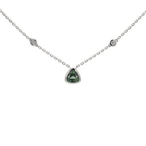 18KG Natural Unheated Bluish Green Sapphire Diamond Necklace