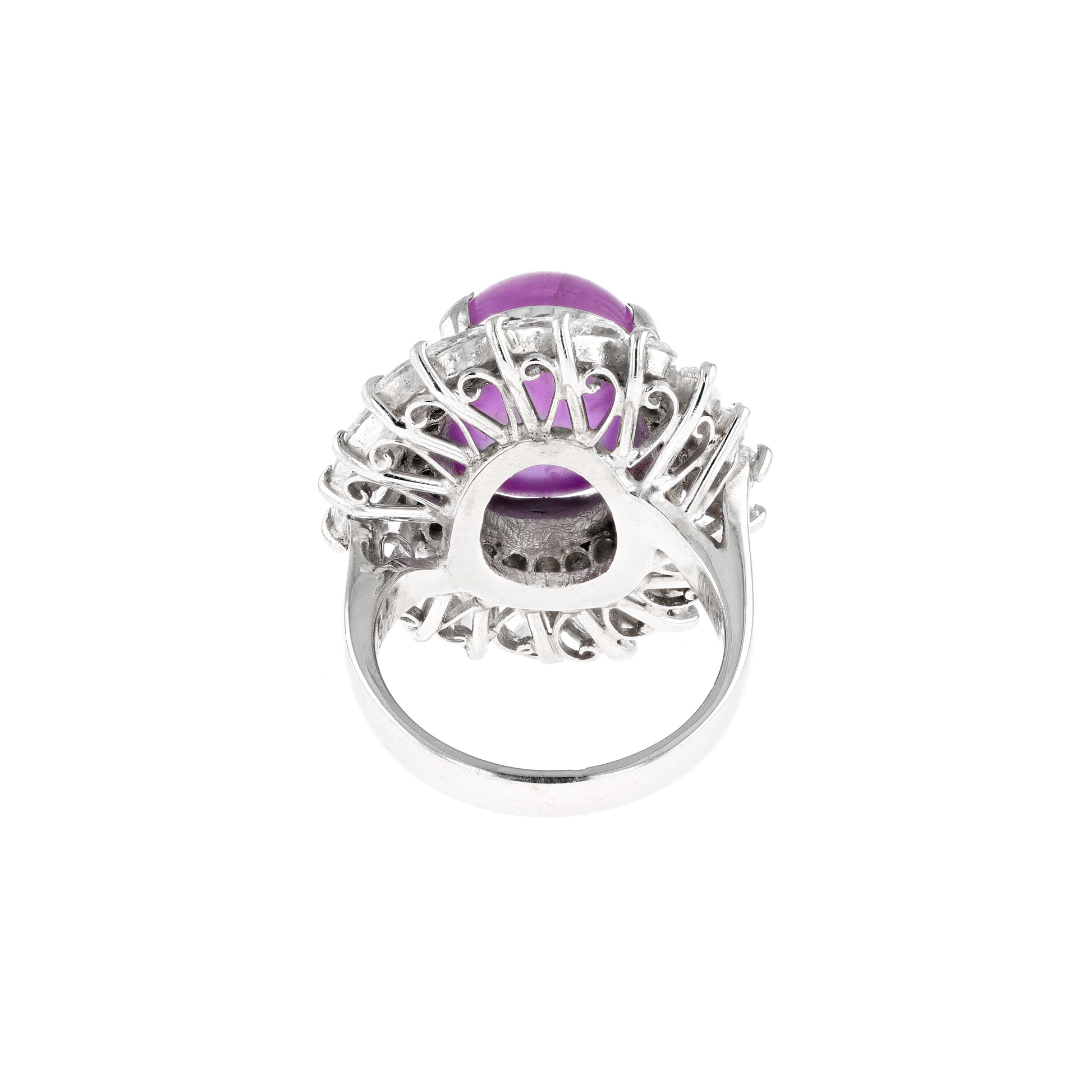 PT900 Natural Unheated Pink Purple Star Sapphire Diamond Ring