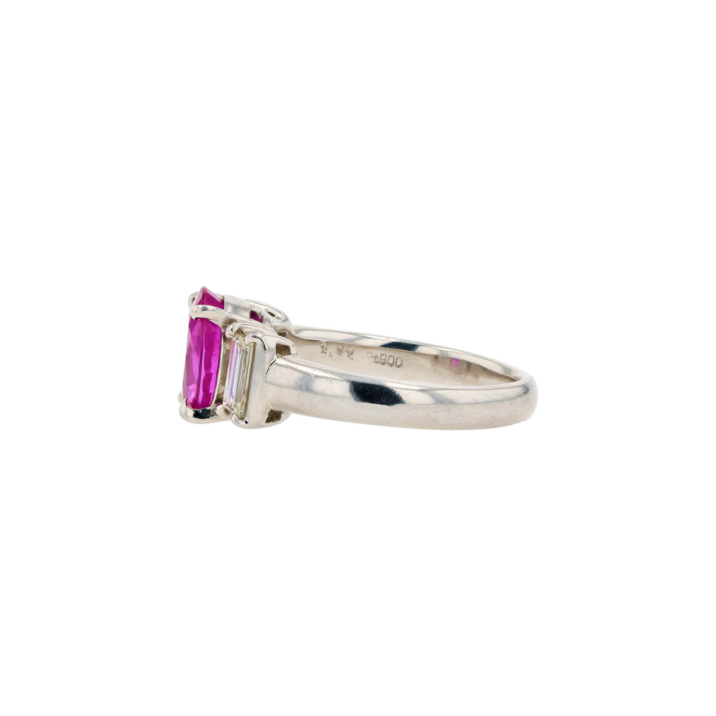 PT900 Natural Unheated Vivid Pink Sapphire Diamond Ring