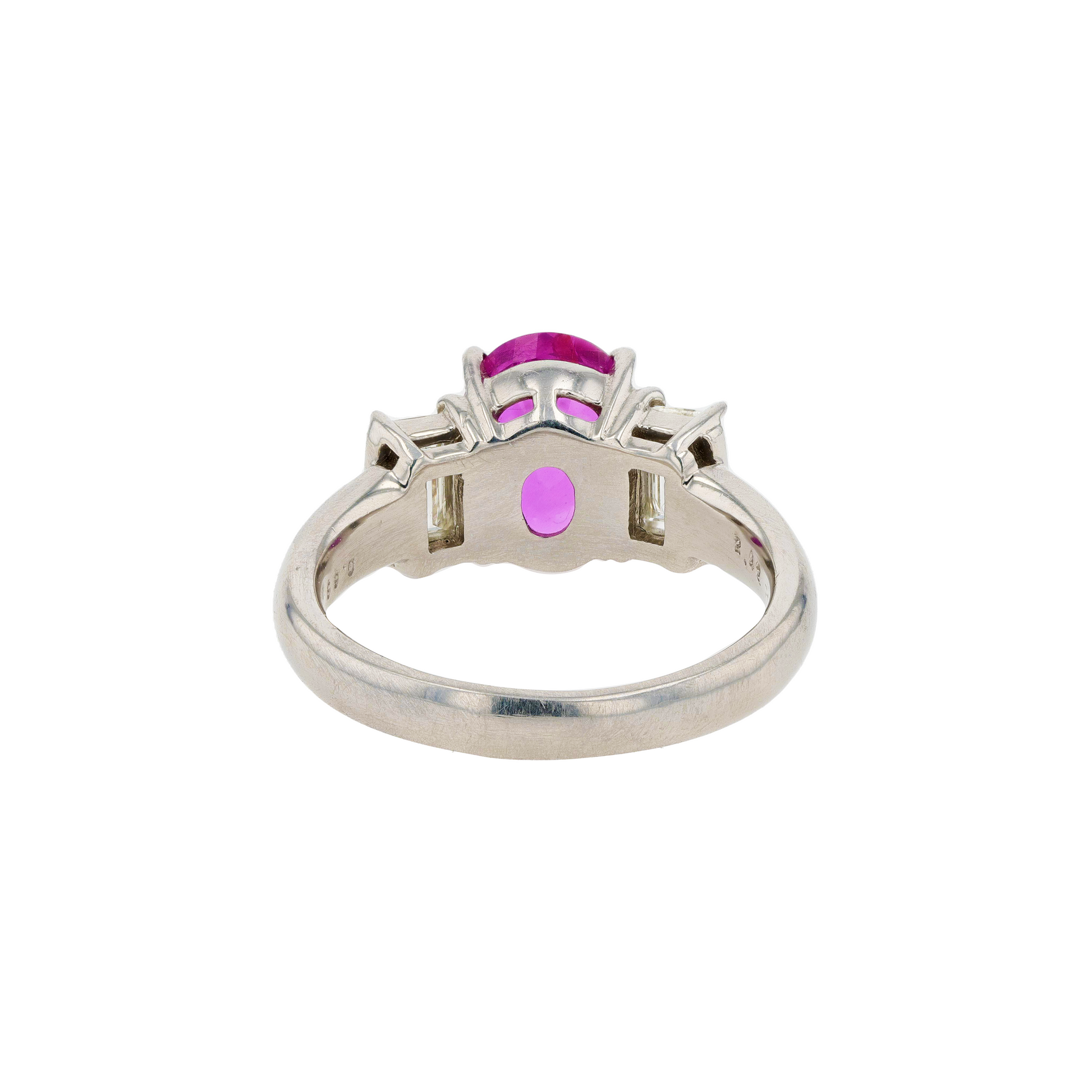 PT900 Natural Unheated Vivid Pink Sapphire Diamond Ring