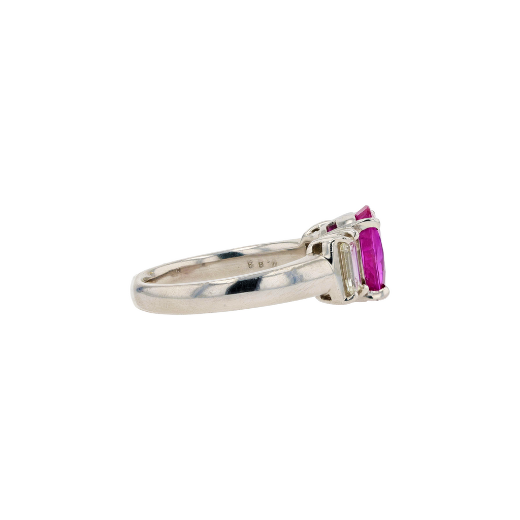 PT900 Natural Unheated Vivid Pink Sapphire Diamond Ring