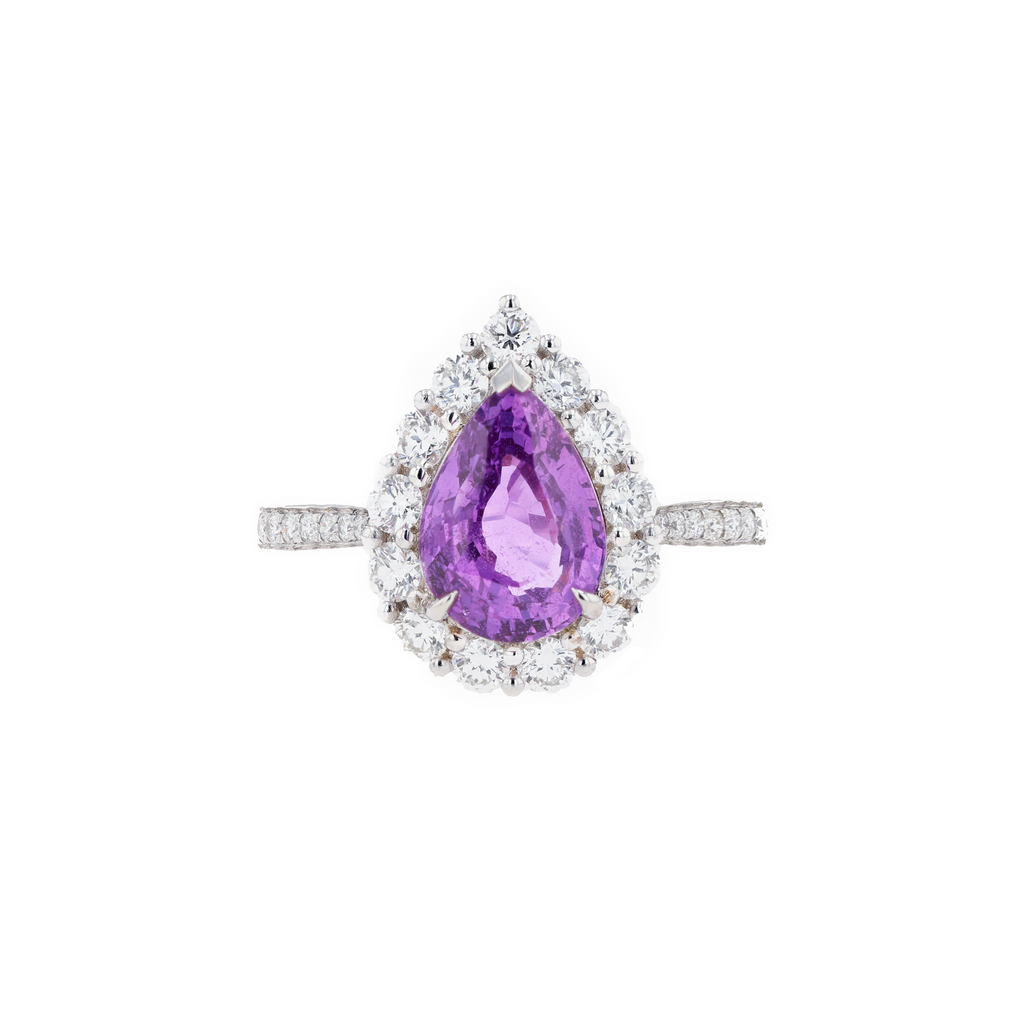 18KG Natural Unheated Vivid Pink Sapphire Diamond Ring