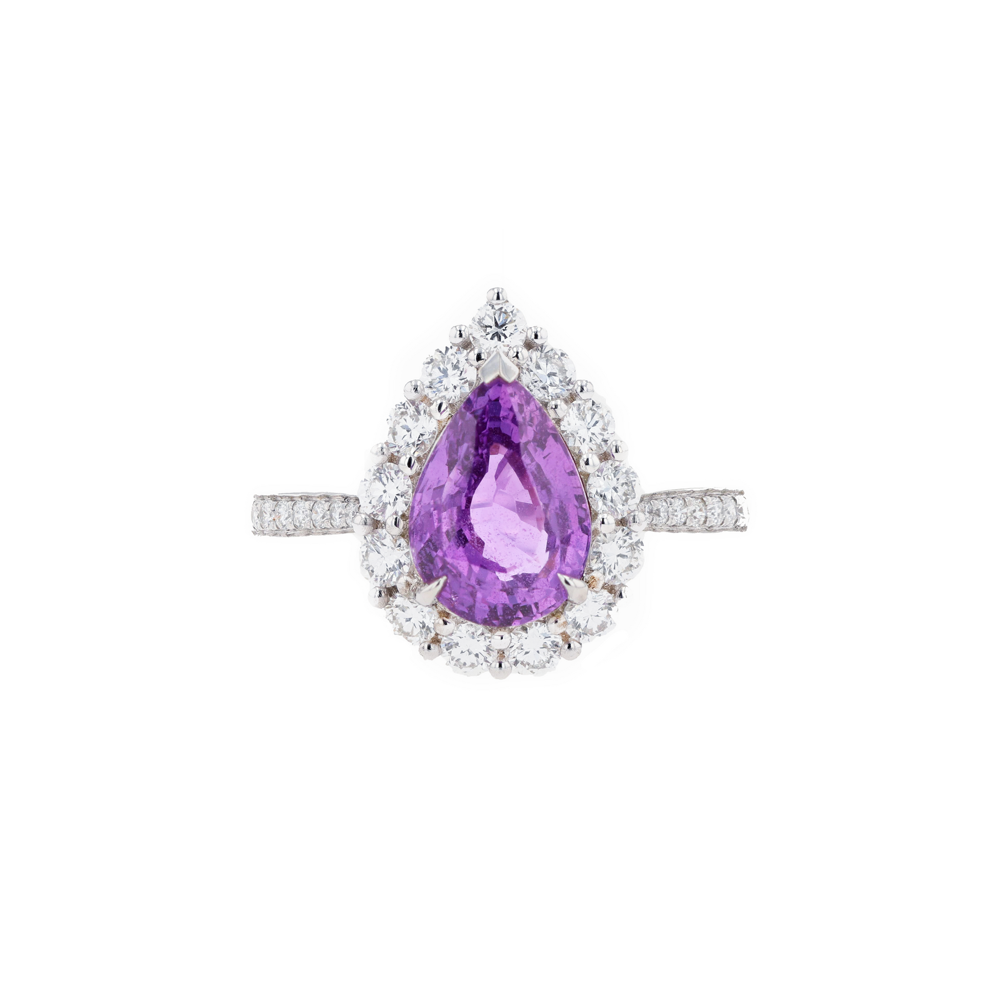 18KG Natural Unheated Vivid Pink Sapphire Diamond Ring