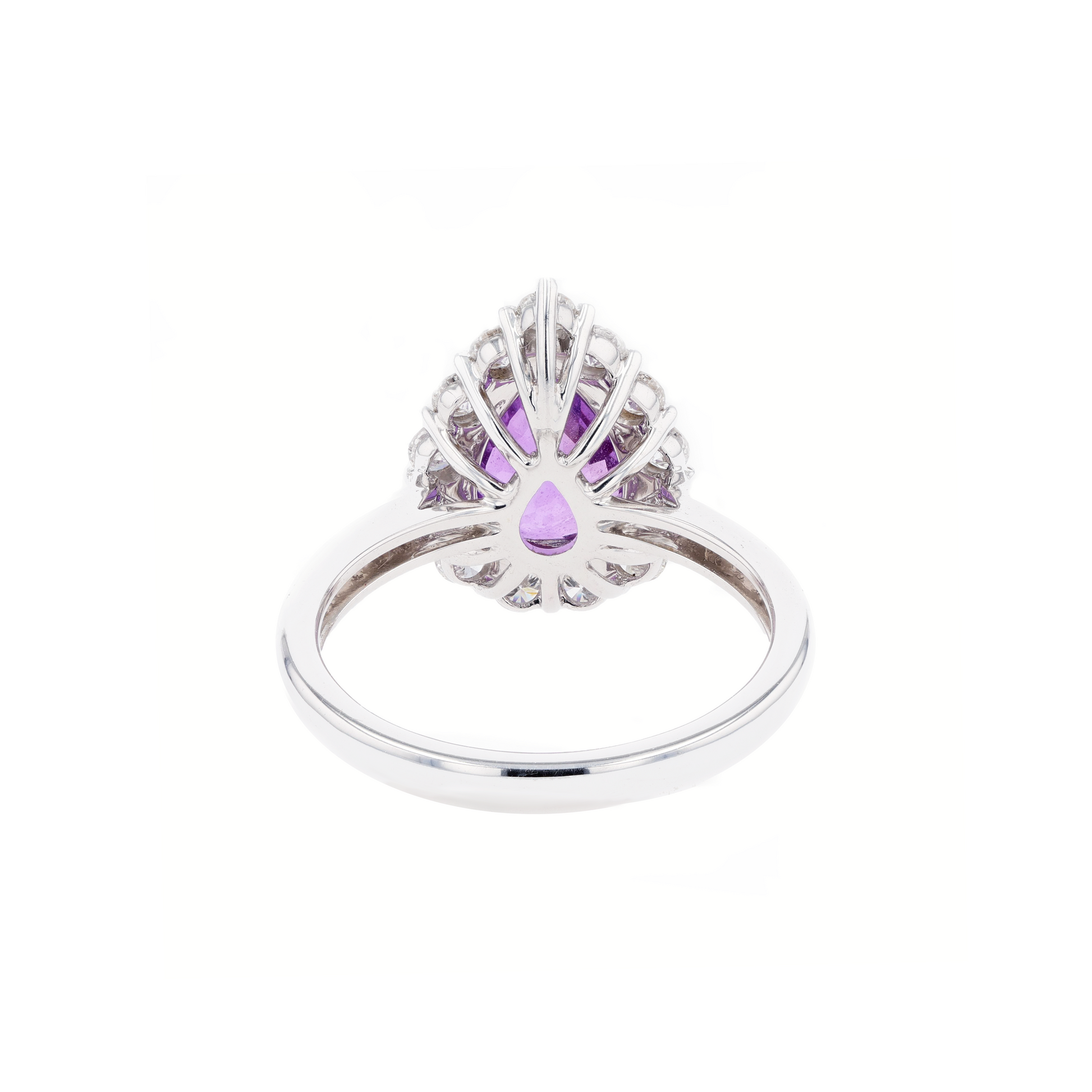 18KG Natural Unheated Vivid Pink Sapphire Diamond Ring