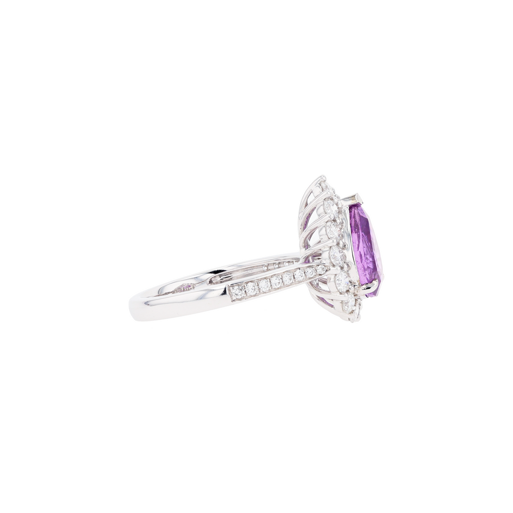 18KG Natural Unheated Vivid Pink Sapphire Diamond Ring